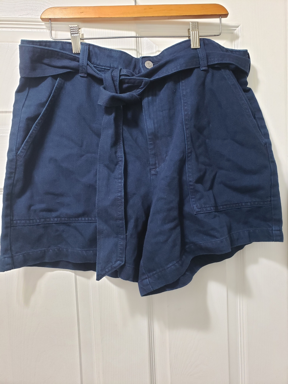 Banana Republic Navy Tie-Waist Paperbag Shorts